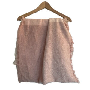 𝅺LOFT Women’s Infinity Scarf Soft Cozy Fall Winter with Fringe Scarf Pink Cream